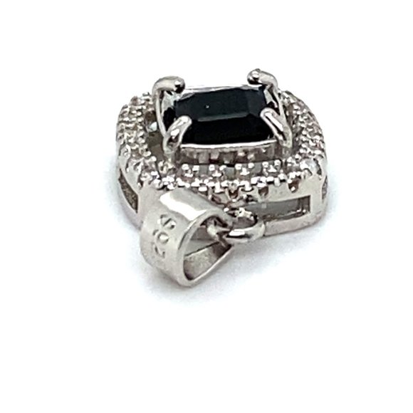 Green Tourmaline .85ct White Gold Silver Pendant - Picture 7 of 7